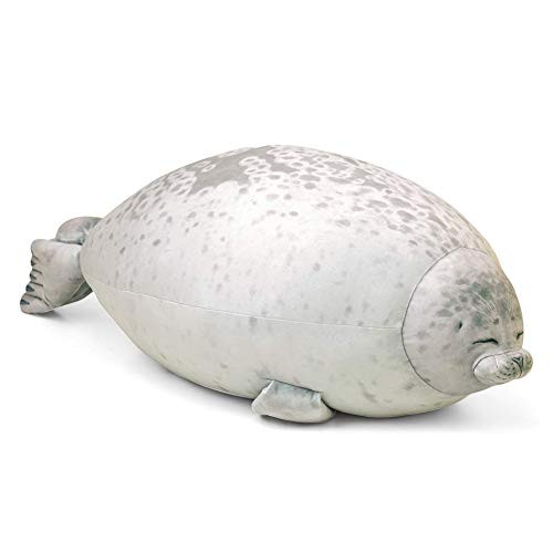 szkn Cute Pillows Blob Seal Plush Pillow Round Chubby Soft Hug Plush Stuffed Seal Cushion Cotton Animal Plush Toy White Medium