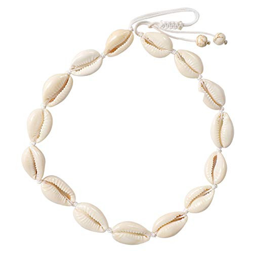 UEUC Shell and Pearl Choker Necklace White Natural Cowrie Beach Necklace and Bracelet and Anklet  Hawaiian Surfer Shell Necklace for Vacation