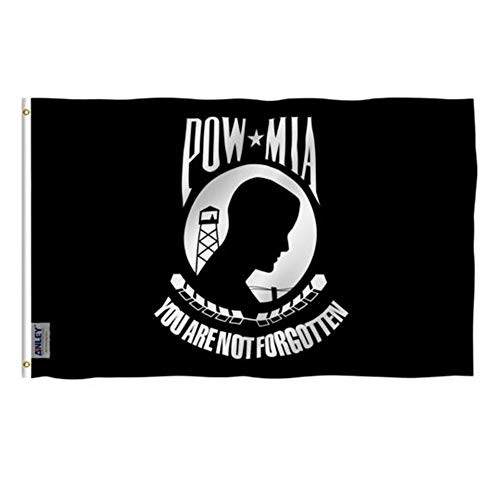 LJX POW MIA Flag United States Military Banner Polyester 3x5 Foot Flags Vivid Color and UV Fade Resistant Flag
