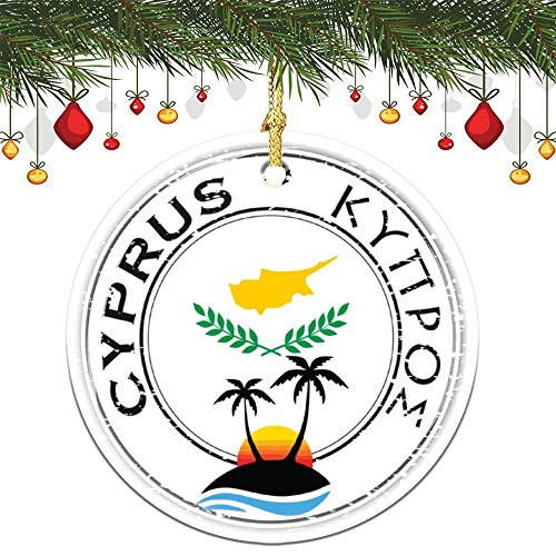 VinMea Xmas Hanging Ornament Cyprus ?????? Seal Christmas Tree Decoration Keepsake Ornament Porcelain Christmas Ornament