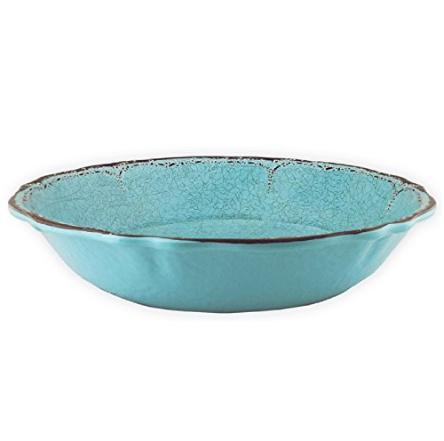 Le Cadeaux Antiqua Salad Bowl, 13.75", Turquoise Le Cadeaux Antiqua Salad Bowl, 13.75", Turquoise
