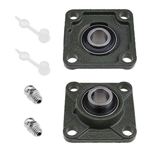 2Pcs UCF204 Pillow Block Bearings 20mm Bore 4-Bolt Square Flange Mounted Bearing With Oil Nozzle For Conveying Systems Spin Machine