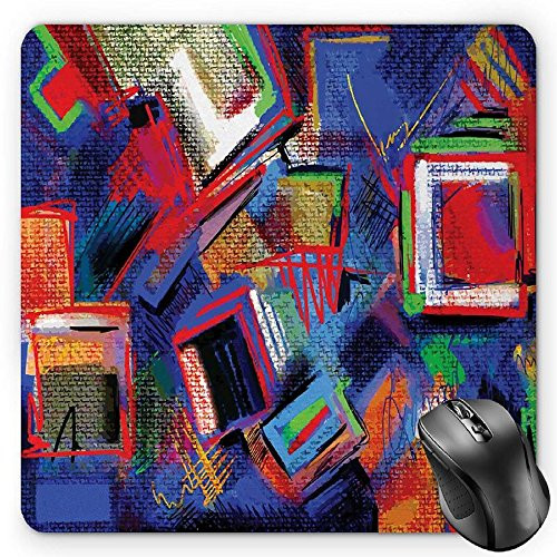 BGLKCS Contemporary Mouse Pad by  Abstract Hand Painted Style Composition Artistic Creativity Modern Grunge Look  Standard Size Rectangle Non-Slip Rubber Mousepad  Multicolor