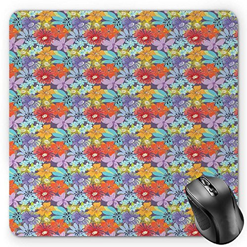 BGLKCS Floral Mouse Pad by  Abstract Composition of Romantic Spring Flowers Valentines Day Themed Illustration  Standard Size Rectangle Non-Slip Rubber Mousepad  Multicolor