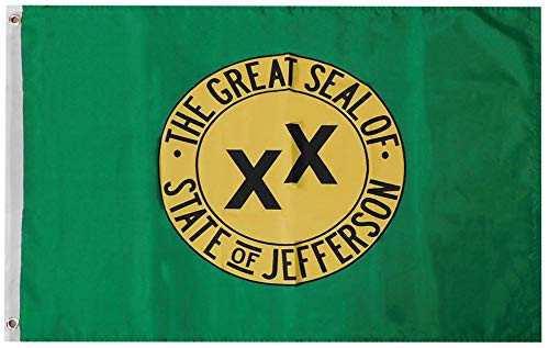 Trade Winds The Great Seal of State of Jefferson Green 100D Premium Quality Heavy Duty Fade Resistant Woven Poly Nylon 2x3 2 x3  Flag Banner Grommets