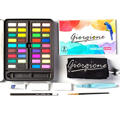 iFCOW Watercolour Paint Set  Portable 36 Colors Watercolour Paint Set with Brush Water Painting Pen for Artists Students Beginners iFCOW Watercolour Paint Set  Portable 36 Colors Watercolour Paint Set with Brush Water Painting Pen for Artists Students Beginners