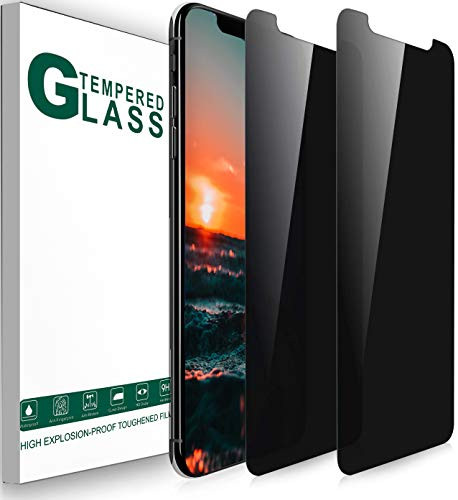 Privacy Screen Protector for iPhone 11 Pro iPhone X iPhone Xs Black Tempered Glass -Full Coverage-   Anti Spy   Anti Scratch -Fingerprint Suppor- -0.33mm- iPhone 11 Pro iPhone X iPhone Xs Tempered Glass -2 Packs-5.8 inch
