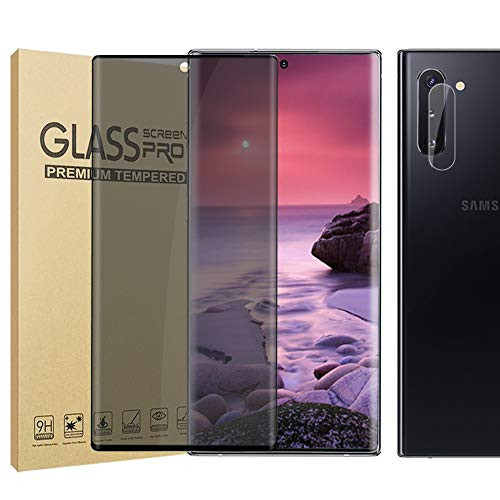 -1 Plus 1- Galaxy Note 10 Privacy Screen Protector Tempered Glass  Plus  Camera Lens Protector -Anti-Spy- -9H Hardness- -Anti-Scratch- -3D Full Coverage- -Case Friendly- for Samsung Galaxy Note 10 -6.3 inch-