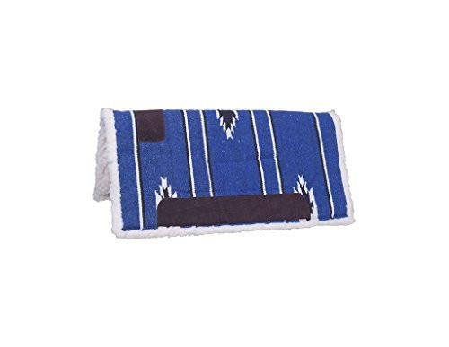 Tough 1 Square Saddle Pad/Fleece Bottom, Royal/Black/Cream