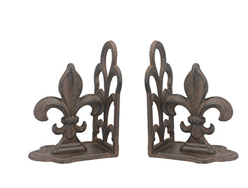 Stonebriar Rustic Cast Fleur de Lis Bookends, Set of 2