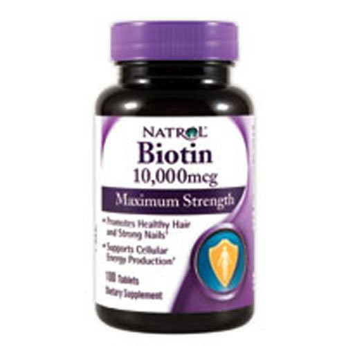Natrol Biotin, Maximum Strength, 10,000 mcg Tablets 100 ea (Pack of 4) Natrol Biotin, Maximum Strength, 10,000 mcg Tablets 100 ea (Pack of 4)