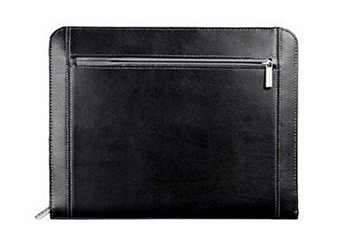 Metropolitan Zippered Organizer Premier Leather Padfolio Portfolio Notepad, Writing Pad, Black