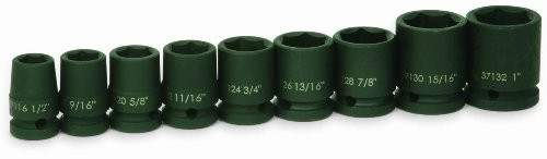 Williams 37902 9-Piece 1/2-Inch Drive Shallow 6 Point Impact Socket Set