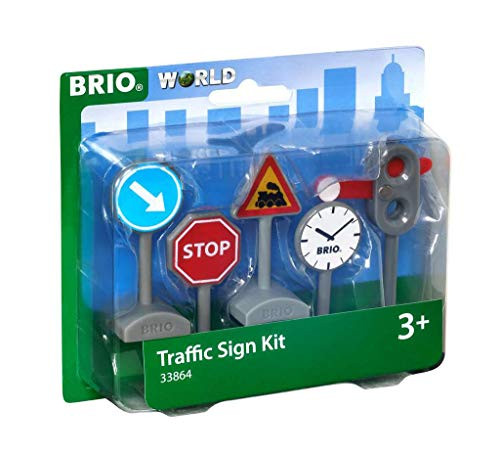 Brio World - 33864 Traffic Sign Kit - 5 Piece Toy Train Accessory for Kids Ages 3 and Up