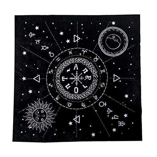 Huluda 4949cm Tarot Tablecloth Twelve Constellations Sun Moon Pentagram Tarot Flannel