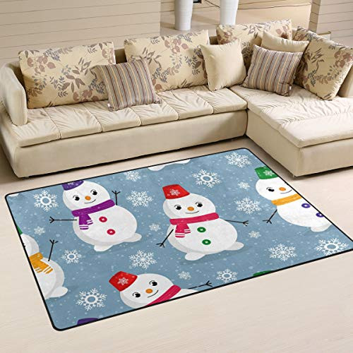 Happy Dancing Snowman Area Rugs 2 6   x 1 7   Door Mats Indoor Polyester Non Slip Multi Rectangle Carpet Kitchen Floor Runner Decoration for Home Bedroom Living Dining Room
