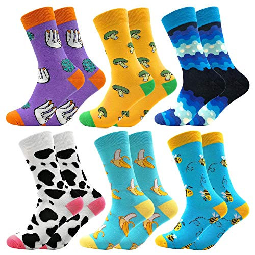 Fun Colorful Socks Combed Cotton Stockings Mid Calf Art Patterned Funky Happy Sock Packs  6 Pairs606  Free Size US 6-11