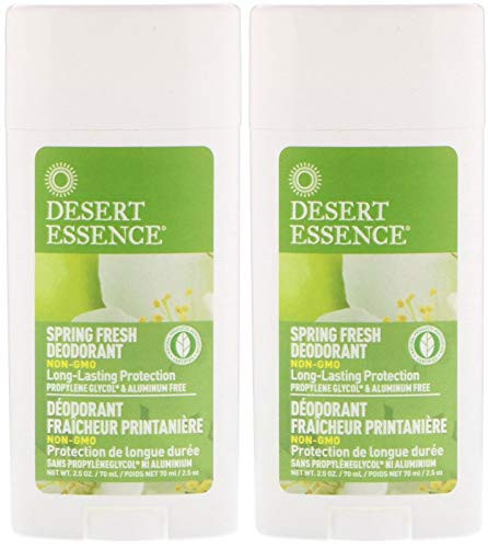 Desert Essence Deodorant Spring Fresh -Pack Of 2-  With Aloe Vera  Witch Hazel and Citrus  2.5 Oz