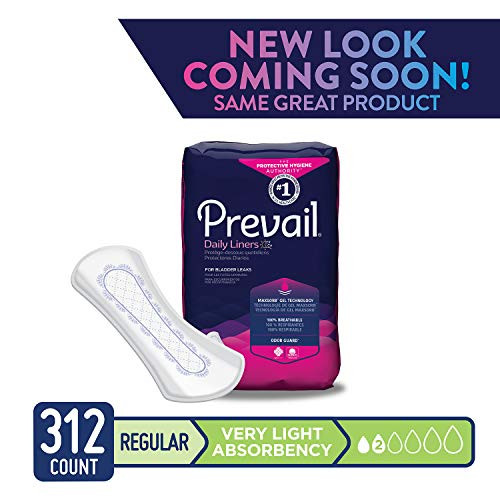 Prevail Very Light Absorbency Bladder Control Liners Regular 26 Count (Pack of 12) Breathable Rapid Absorption Discreet Comfort Fit Incontinence Liner