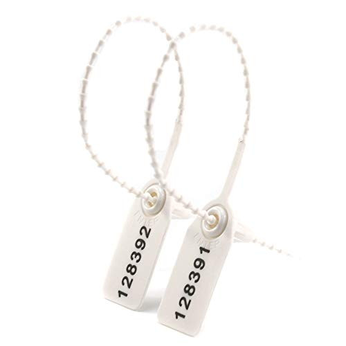 100 Numbered Security Plastic Anti-Tamper Seals Fire Extinguisher Pull Tight Self-Locking Tags Safety Ties-White-