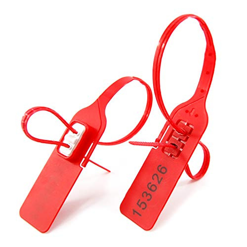 100 Numbered Pull Tight Tamper Evident Security Seals Zip Ties Tag for Container Door Plastic Self Locking Label for Trailer -Blue-
