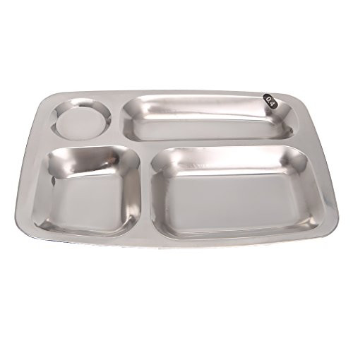 Y-YUNLONG Stainless Steel Divided Dinner Tray Lunch Container Food Plate 4 5 6 Section