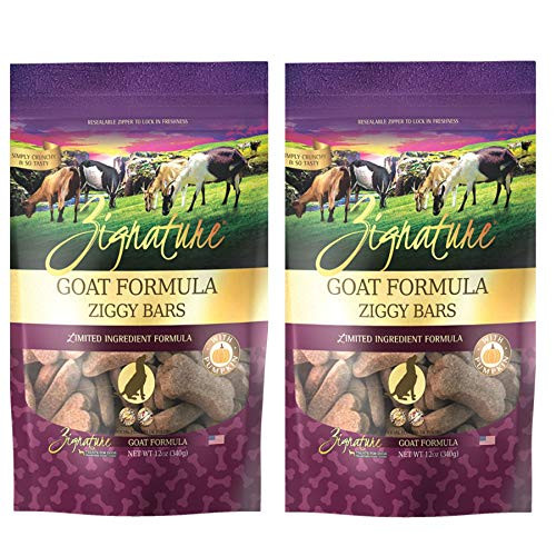 Zignature Goat Ziggy Bars Dog Treats 12 Ounce Bag. -New- 2 Pack