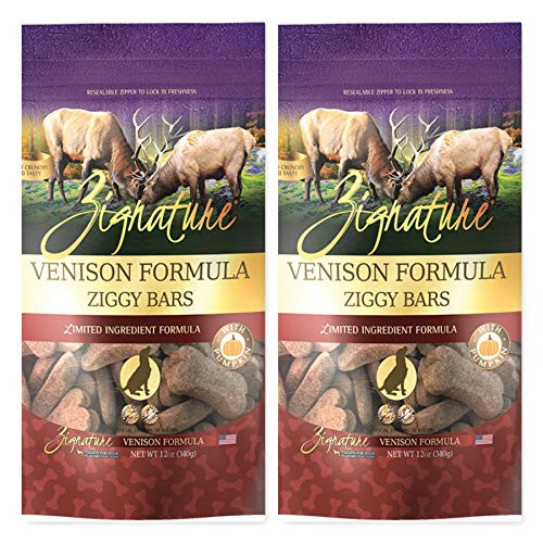 Zignature Venison Ziggy Bars Dog Treats 12 Ounce Bag. -New- 2 Pack