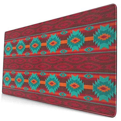 Mousepad Colorful Southwest Southwestern Navajo Pattern Abstract Aztec Ethnic Gaming Mouse Pad Rectangle Non-Slip Rubber Mouse Pads Mat for Computers Laptop Office Accessories Desk 15.8 X 29.5 in