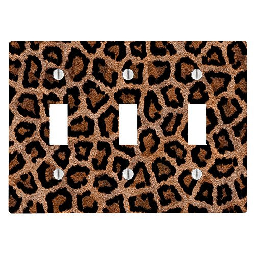 Moonlight Printing Leopard Print Design Pattern 3 Toggle Electrical Switch Wall Plate -6.56 x 4.69in-
