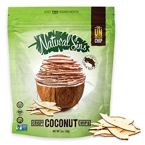 Natural Sins Crispy Coconut Chips  1 Ounce Bags -Pack of 6-
