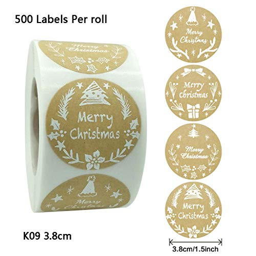 500pcs Round Merry Christmas Stickers Thank You Card Gift Box Package Seal Label