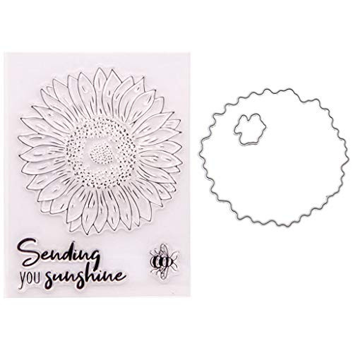 Flower Bee Seal Stamp with Cutting Dies for Card Making Clear Rubber Stamps for Scrapbooking Embossing Journaling Craft