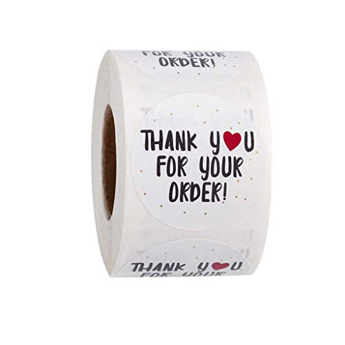 WANGFUFU 500pcs roll Round Thank You for Your Order Heart Sticker Handmade Seal Labels - for Sealing  Decoration