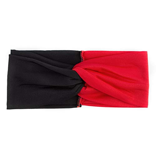 Women Elastic Patchwork Turban Headbands Twist Stretch Hairbands Fashion Headband Headwrap Head Band for Girls Black Red