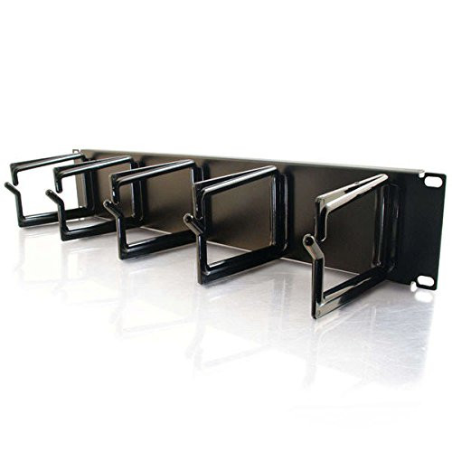 C2G 03745 2U (3.5 Inch) Cable Management Panel with 5 D-Rings, Black