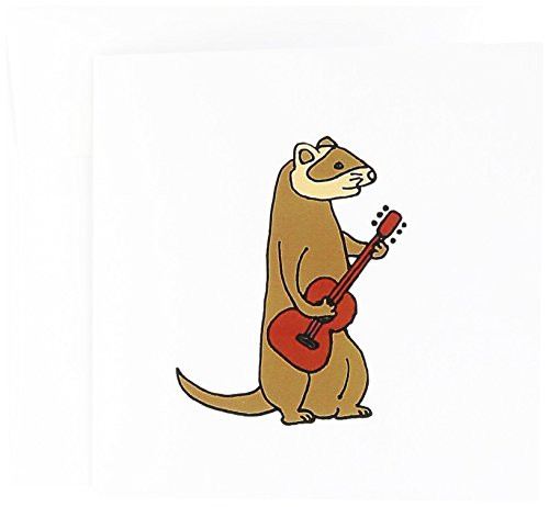 3dRose Funny Ferret Playing A Red Guitar Greeting Cards, Set of 6 (gc_200584_1)