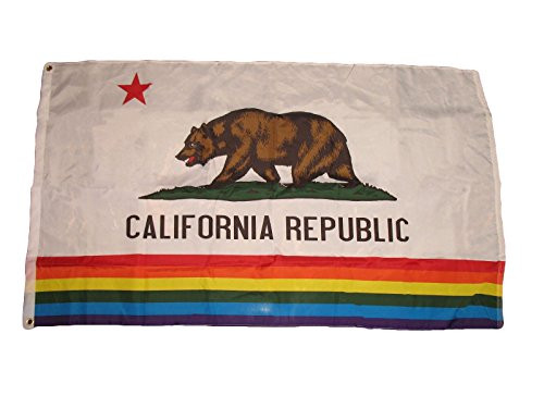 3X5 California Rainbow Lesbian Gay Pride Flag 3 X5  Banner Brass Grommets