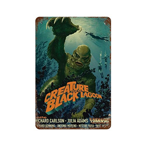 Jeartyca Novelty Vintage Metal Sign  Creature from The Black Lagoon Movie Poster 12 inch x 8 inch Tin Sign Wall Decoration