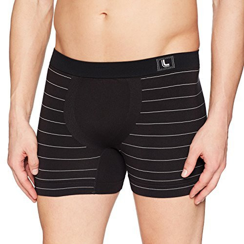 Lupo Men s Micro Modal Striped Seamless Men s Boxer Brief Underwear Underwear  -black  Small