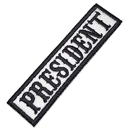 NT0503T President Biker Front of Vest Jacket Title Embroidered Patch Iron or Sew