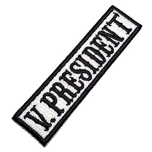 NT0504T Vice President Biker Front of Vest Jacket Title 100 percent  Embroidered Patch Iron or Sew 4 x 1 in.