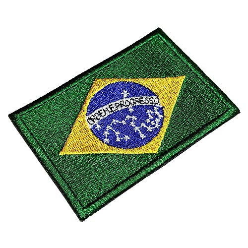 BBR252T Brazil Flag Emblem Tag 100 percent  Embroidered Patch Iron or Sew Size 3.15×2.16 in
