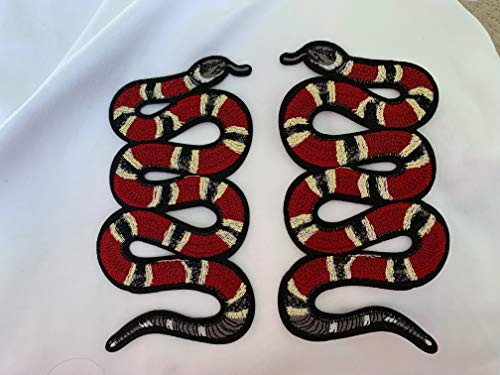 Snake Patch  Huge  Iron On Patch Snake Applique 6 Inch Embroidered Applique  Embroidered Snake Patch 2 PCS  A Pair of Snake