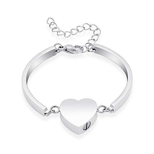 shajwo Urn Bracelet for Ashes for Women Stainless Steel Heart Silver Urn Cuff Bracelet Cremation Keepsake Jewelry for Ashes shajwo Urn Bracelet for Ashes for Women Stainless Steel Heart Silver Urn Cuff Bracelet Cremation Keepsake Jewelry for Ashes