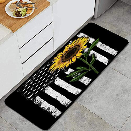 VAMIX American Flag Sunflower Anti Fatigue Kitchen Mat Comfort Floor Mats Non-Slip Oil Stain Resistant Easy to Clean Kitchen Rug VAMIX American Flag Sunflower Anti Fatigue Kitchen Mat Comfort Floor Mats Non-Slip Oil Stain Resistant Easy to Clean Kitchen Rug