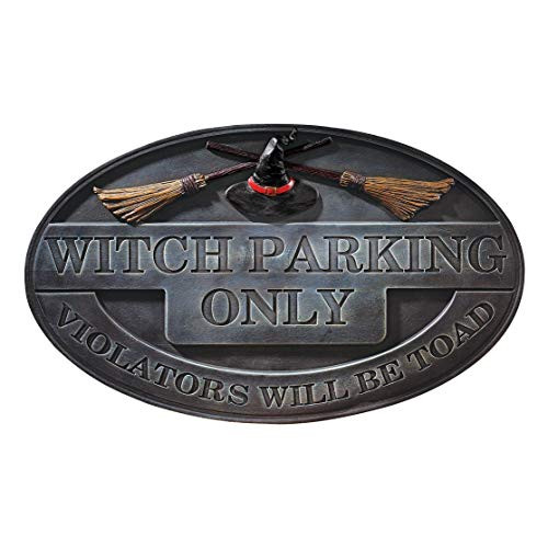 Design Toscano Witch Parking Sign Wall Sculpture - Witch Figure - Halloween Prop