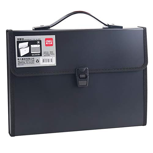 13 Pockets Expanding File Folder - Large Plastic A4 US Letter Size Expandable File Organizer Self Document Accordion File Folder Wallet Briefcase Business Filing Box with Handle-Black