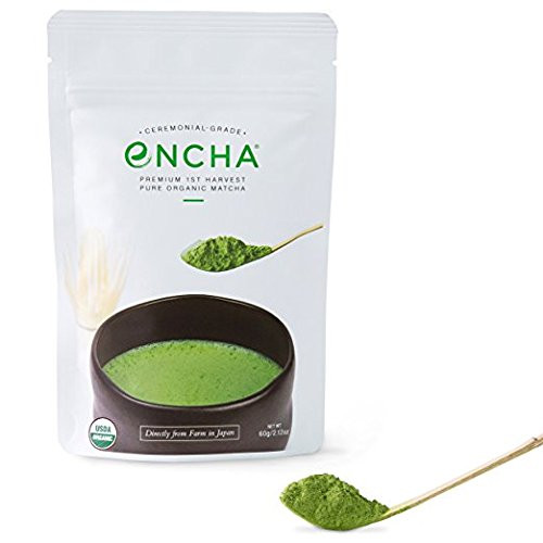 Encha Organic Matcha Green Tea Powder (Ceremonial Grade, Premium First Harvest Directly from Farm in Uji, Japan, 60g/2.12oz Size)
