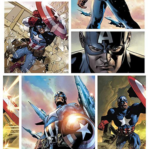 Springs Creative Marvel Avengers Captain America Blocks Digital Premium Quality 100 percent  Cotton Fabric by The Yard.